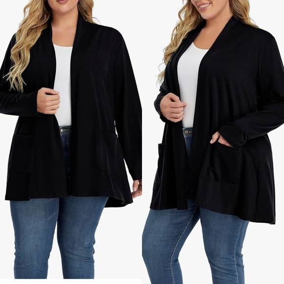 Black Open Front Women’s Plus Size Cardigan Sz 5X - Picture 1 of 9